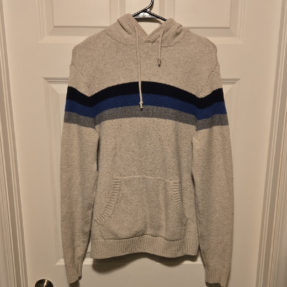 Old Navy Blue and Gray Hooded Knit Sweater